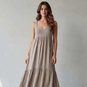 Brunello Cucinelli Sleeveless Silk-Accented Dress, Size L